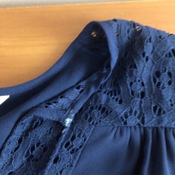 SALE White House Black Market Blue Bishop Sleeve V-Neck Dress Size 2 - Picture 8 of 11